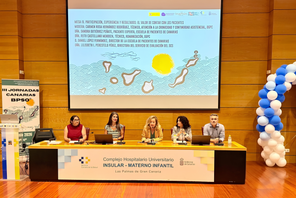 Lilisbeth Perestelo-Pérez durante su intervención en la Mesa IV de las III Jornadas Canarias BPSO®, celebradas el 2 de junio de 2026 en el Hospital Universitario Insular de Gran Canaria.